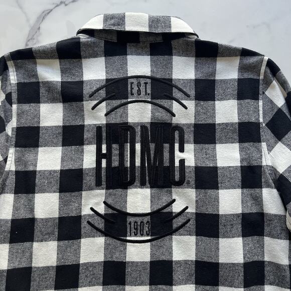 Harley Davidson rustic flannel paid shirt Size M Embroidered western cabin core - Picture 8 of 13